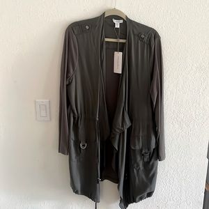 Carolina Belle Tencel Army Green Military Shawl Wrap Jacket Size Large NWT